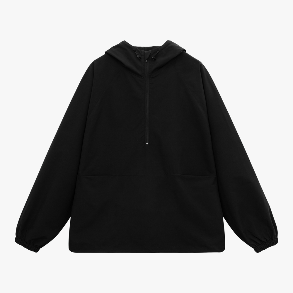 Ветровка (анорак) оверсайз унисекс RISSMAN, черная, размер M/L