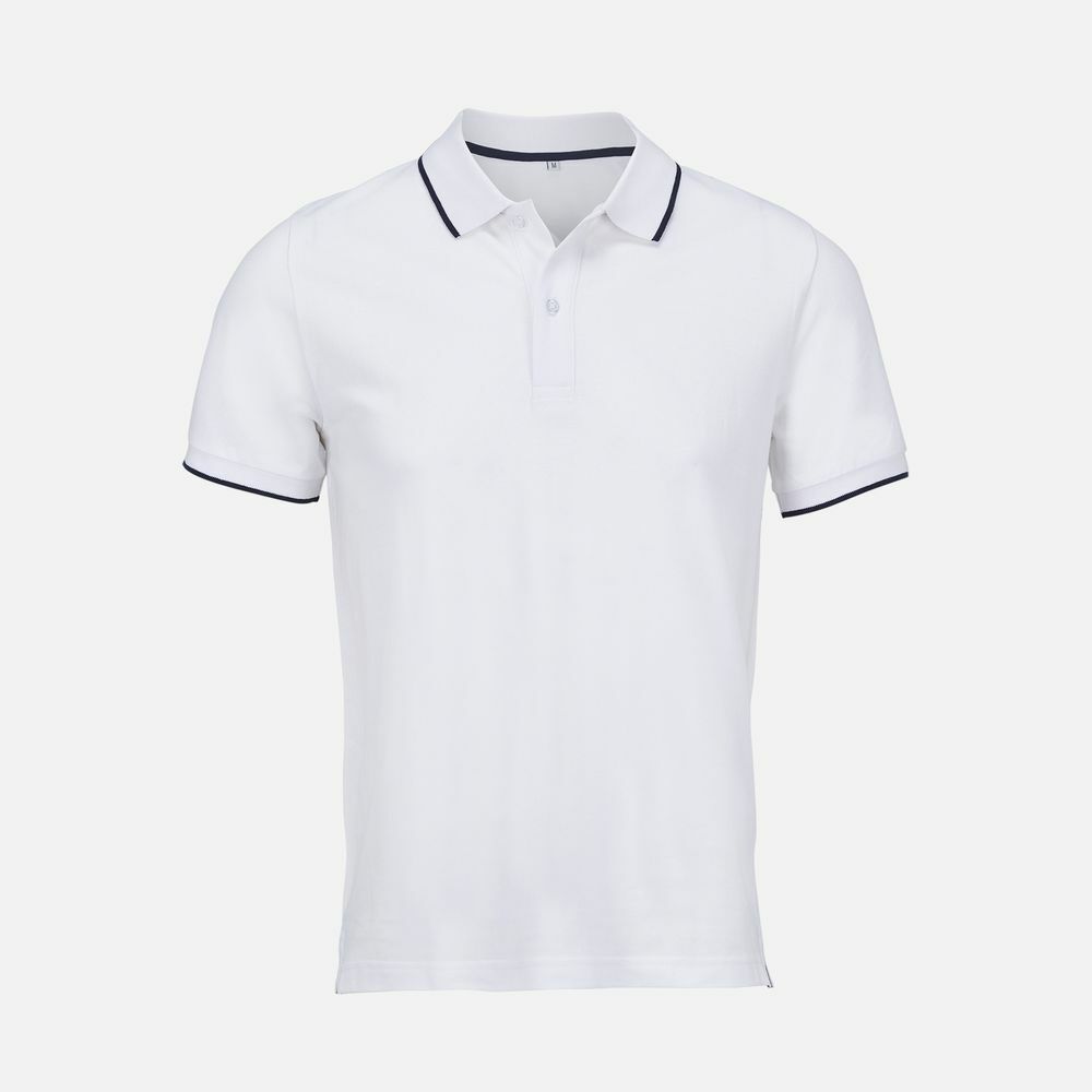 Рубашка поло унисекс Palermo, белая с темно-синим