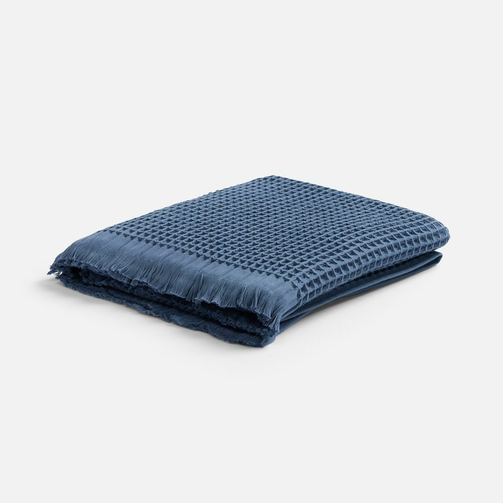 Плед вафельный Elenglect, темно-синий