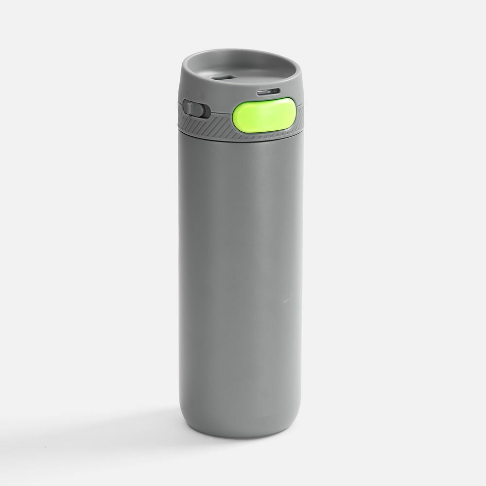 Термостакан X1 с цветной кнопкой, серый с желтым