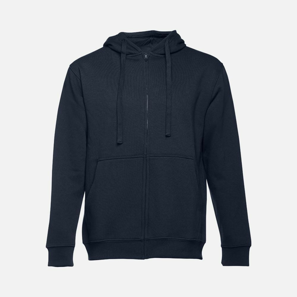 Толстовка мужская на молнии с капюшоном Amsterdam, темно-синяя