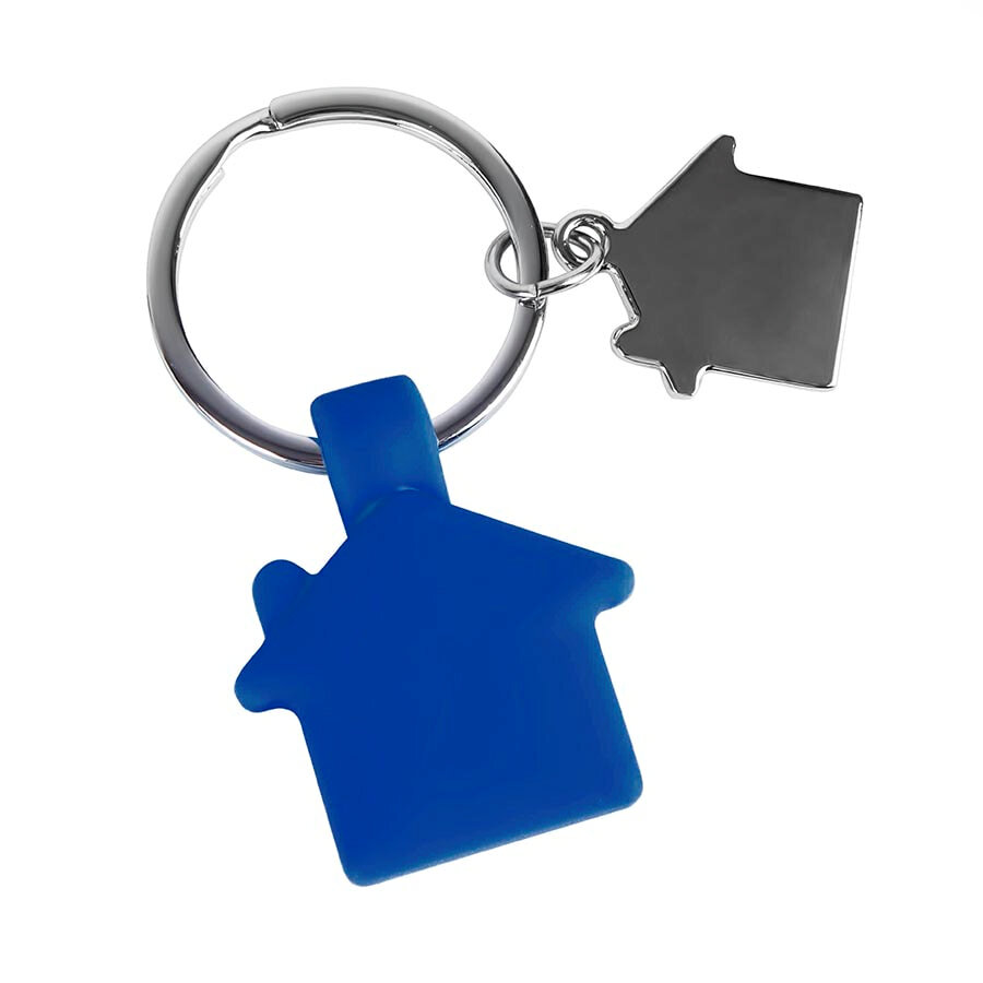 Брелок &quot;HOME&quot;, синий, 3х3,5х0,6см,металл, силикон