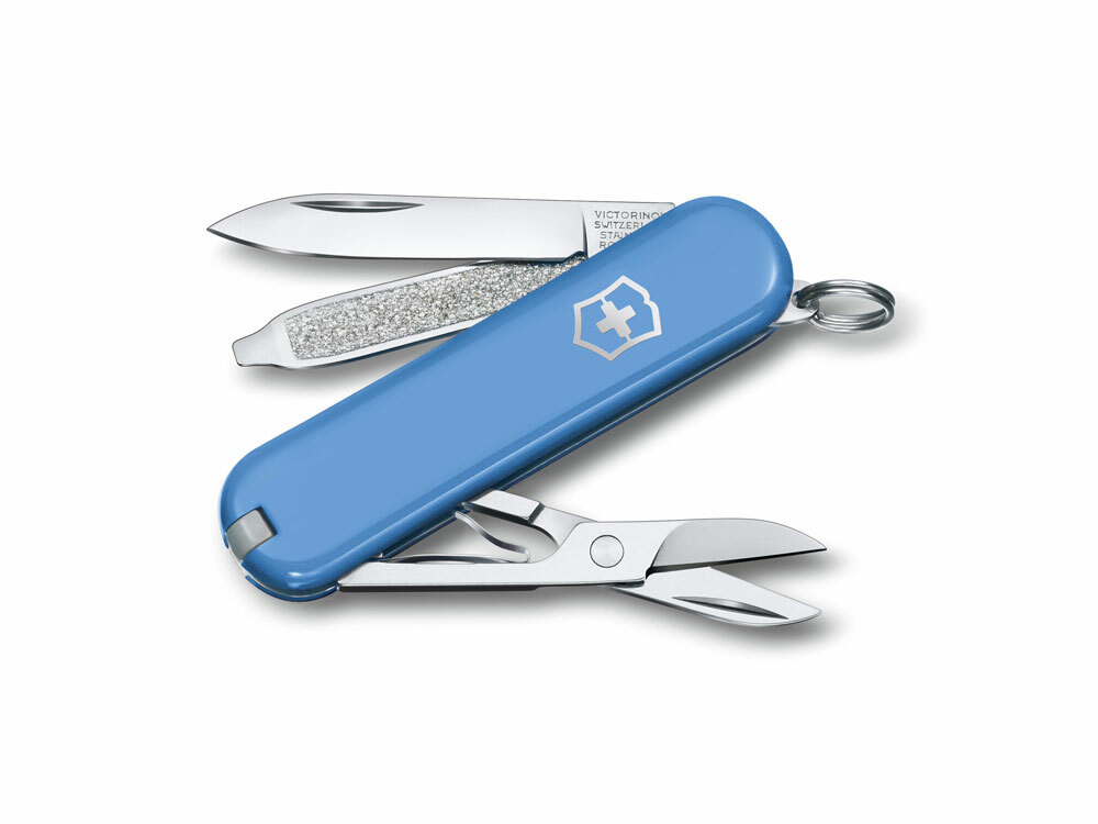 Нож-брелок VICTORINOX Classic SD Colors &quot;Summer Rain&quot;, 58 мм, 7 функций, голубой