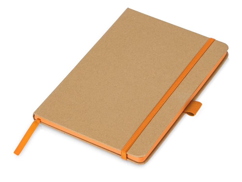 Блокнот A5 &quot;Sevilia Color&quot;, твердая обложка из крафта, 80 листов, цветной срез и форзац, натуральный/оранжевый