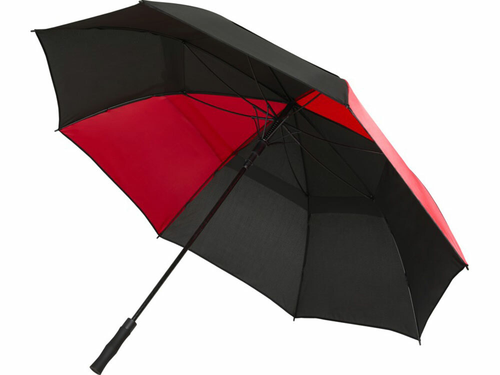 Джефф 30-дюймовый ветрозащитный зонт-трость, красный/черный
