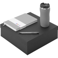 Подарочный набор с блокнотом С2, металлической ручкой и термокружкой, серый