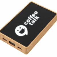 Внешний аккумулятор с подсветкой лого «Reedia S2», 5000 mAh, бамбук, черный