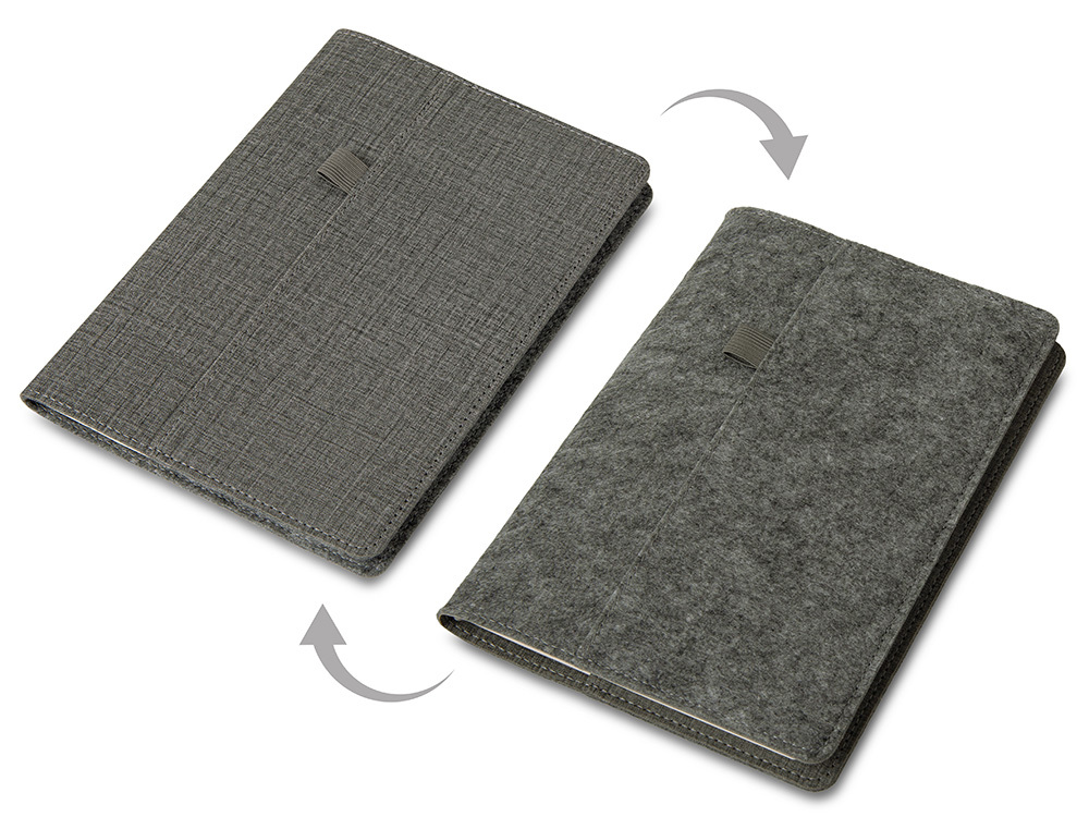 Двустороннее портфолио из рпет-фетра и искусственной кожи &quot;Felt&quot;, серый
