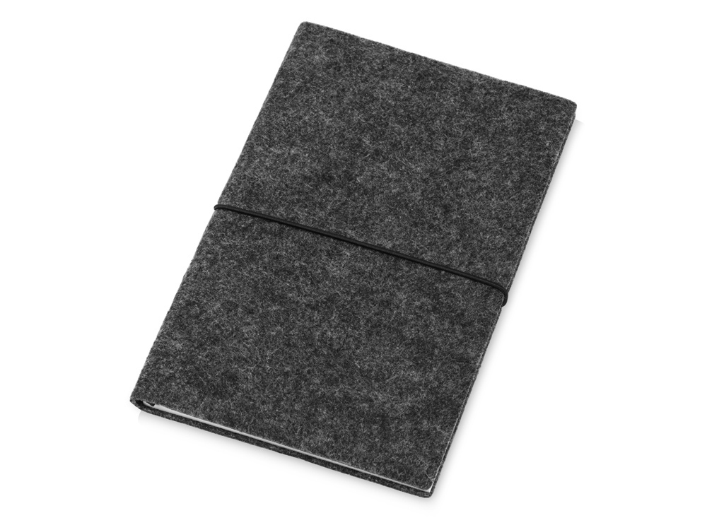 Блокнот из RPET-фетра А5 &quot;Felt&quot;, гибкая обложка, 80 листов 70 гр/м2 белой бумаги, темно-серый