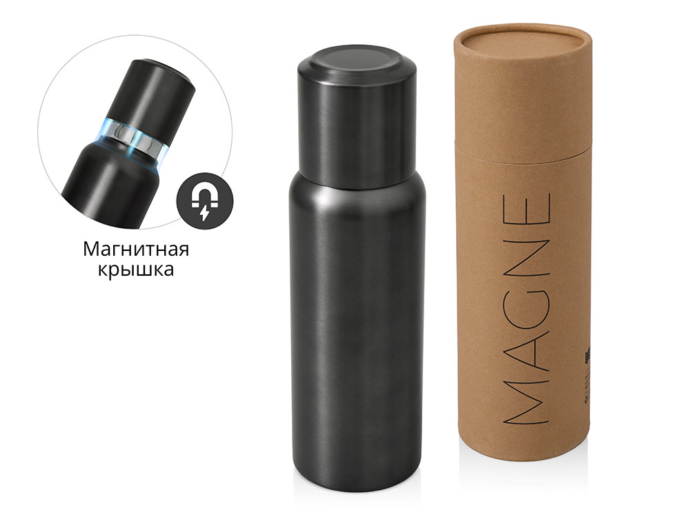 Вакуумный термос c магнитной крышкой "Magne", 500 мл, темно-серый