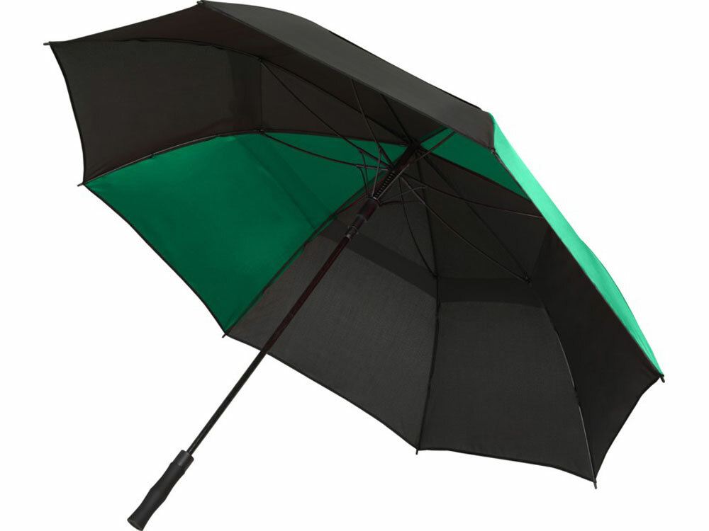 Джефф 30-дюймовый ветрозащитный зонт-трость, зеленый/черный