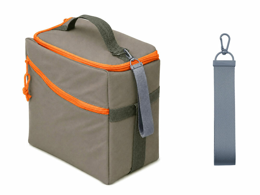 Изотермическая сумка-холодильник «Neo Classic» c контрастной молнией, серый/оранж + ремувка