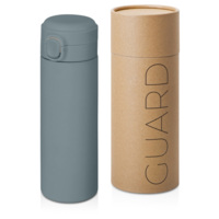 Вакуумная термокружка Waterline c кнопкой «Guard», 400 мл, тубус, антрацит