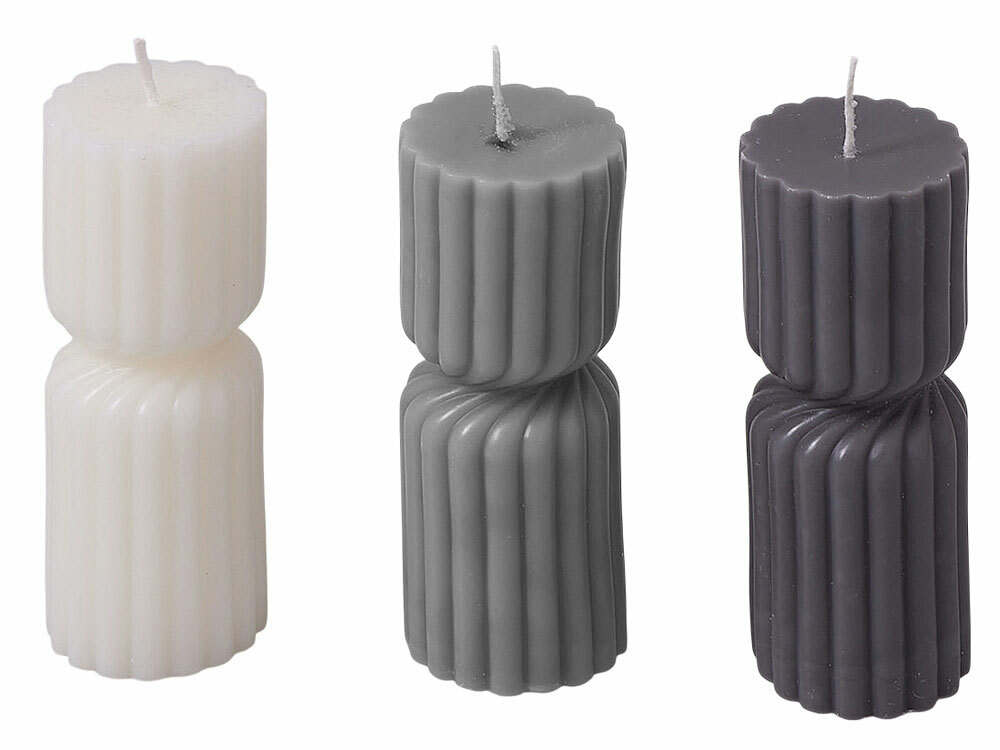 Набор свечей с гранями &quot;Vela&quot;, темно-серый, белый