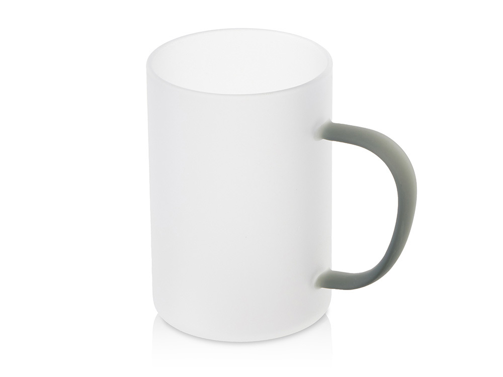 Стеклянная матовая кружка "Акцент" с цветной ручкой для сублимации, черный