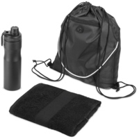 Спортивный набор из стальной бутылки и полотенца «Advanced», черный