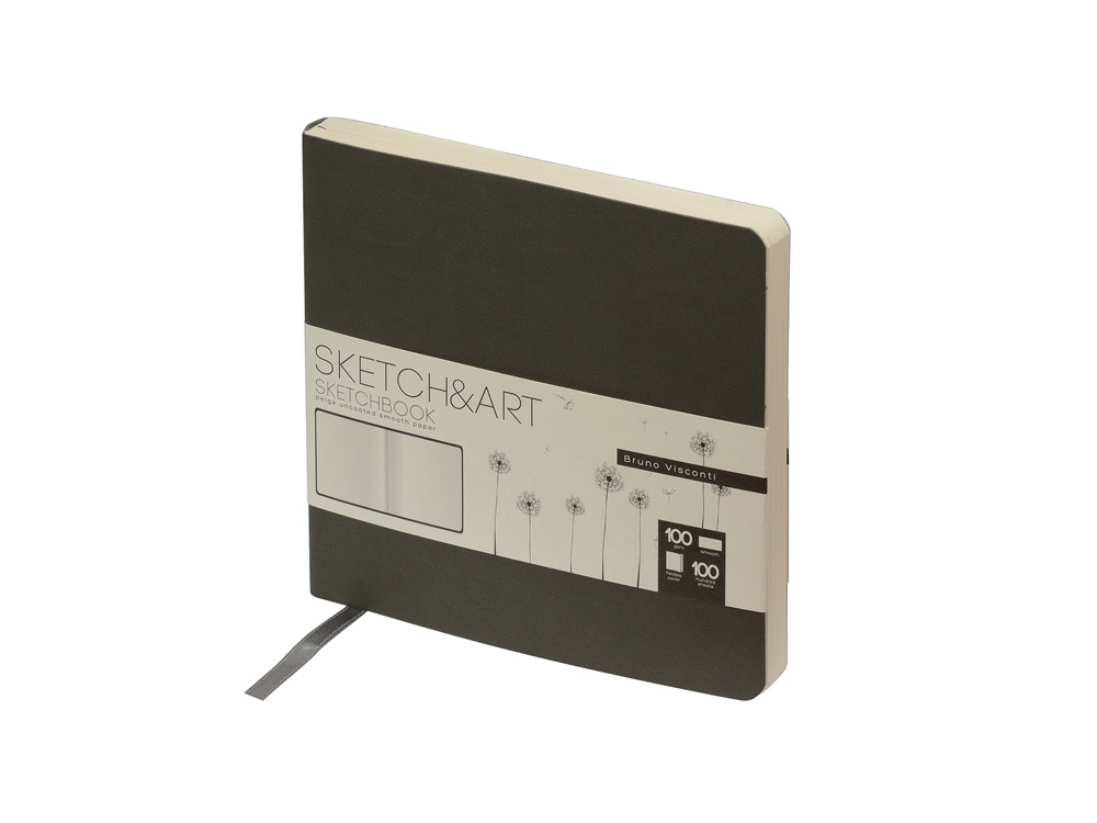 Скетчбук &quot;Sketch &amp; Art&quot; в мягком переплете 145х145 мм, 100 л. бежевой бумаги 100 гр., серый