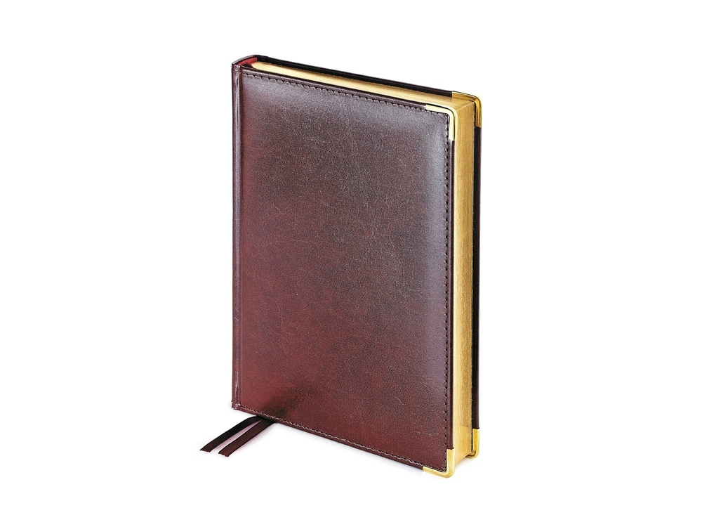Ежедневник А5 полудатированный «Imperium», коричневый (уголки и срез золото) (Р)