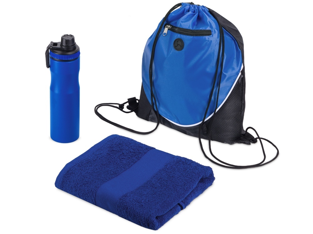 Спортивный набор из стальной бутылки и полотенца «Advanced», синий