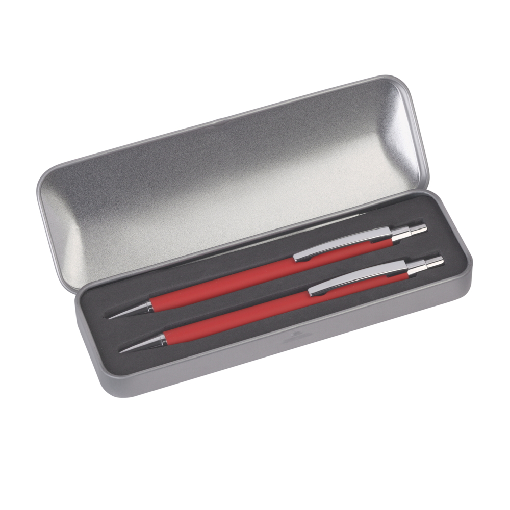 Набор &quot;Ray&quot; (ручка+карандаш), покрытие soft touch красный